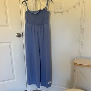 Blue Smocked Jumpsuit